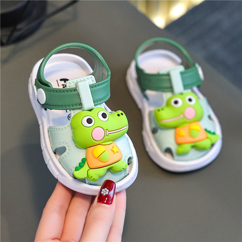 Baby Toddler Walking Shoes with Soft Upper and Bottom, Breathable for Girls and Boys, Cute Dinosaur Sandals for Summer