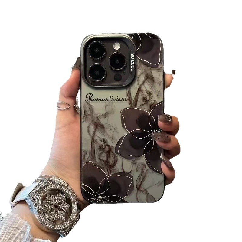 Nueva camelia de oro negro para iPhone 16 funda para teléfono 11 Apple 15promax/14 Europa y América 13pro12