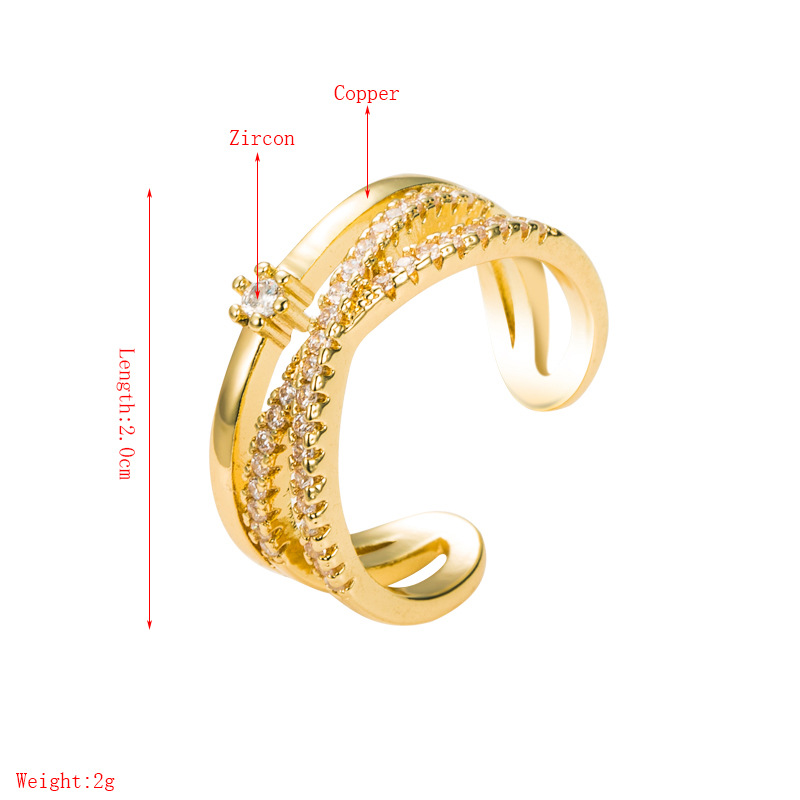 Fashion Geometry Pattern Open Copper Micro Inlaid Zircon Ring display picture 1