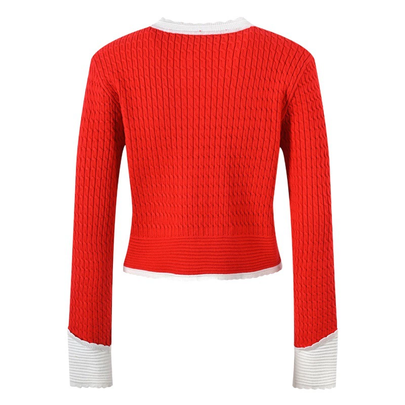 2024 Весна Новый элегантный светский сверхпрочный кружевной вязаный кардиган с жемчужной пряжкой и круглым вырезом пальто в стиле Шанель