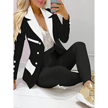 M 64538 Women's Solid Color Suit ��ɫ���b���b �羳����