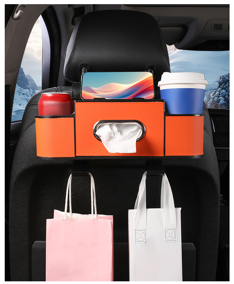 Cross-Border Hot-Selling Car Seat Back Storage Box, Armrest Organizer, Multifunctional Tissue Box, Cup Holder, Essential for a Tidy Trip