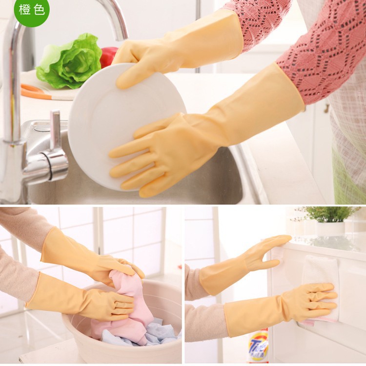 Guantes de látex delgados hogar Cocina de goma cubierta de cuero tazón de limpieza de goma de lavandería impermeable hogar dedo opresleeve