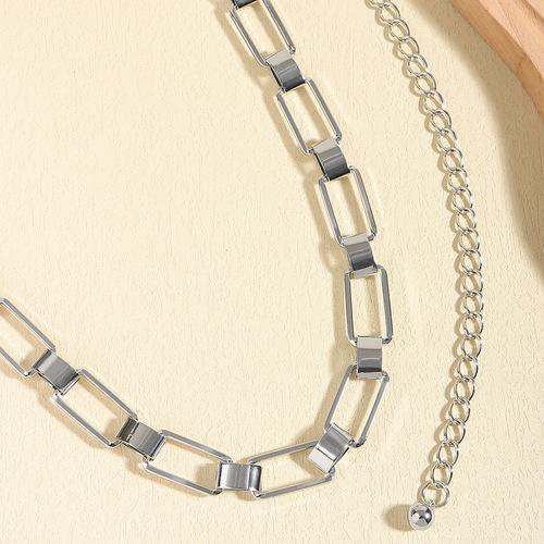 Waist chain women's new fashion versatile geometric metal single layer golden European and American cross-border hot selling decorative dress