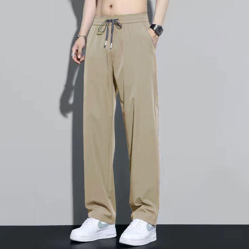 アイスシルクメンズパンツ薄型ストレートルーズパンツ大きいサイズスポーツ速乾性2025新しい夏カジュアル|undefined