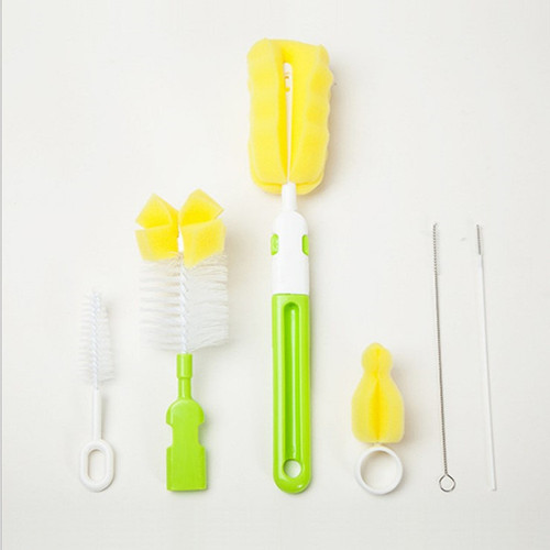 Factory direct sales baby bottle brush cup brush six-piece set sponge bottle cleaning tool combination bag