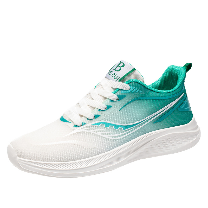 Primavera y verano nuevos zapatos de pareja zapatos deportivos de malla de alambre de pescado zapatos para correr ligeros y transpirables de suela blanda de alta elasticidad zapatos para estudiantes de color caramelo