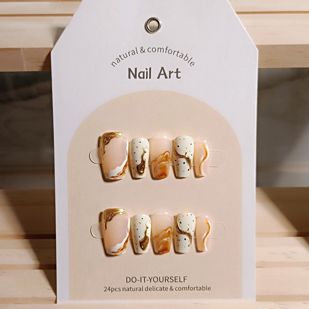 Ventas transfronterizas calientes elegante estilo de manicura personalidad oro desnudo suave ambiente de uñas de moda desnudo rumo desnudo usar uñas