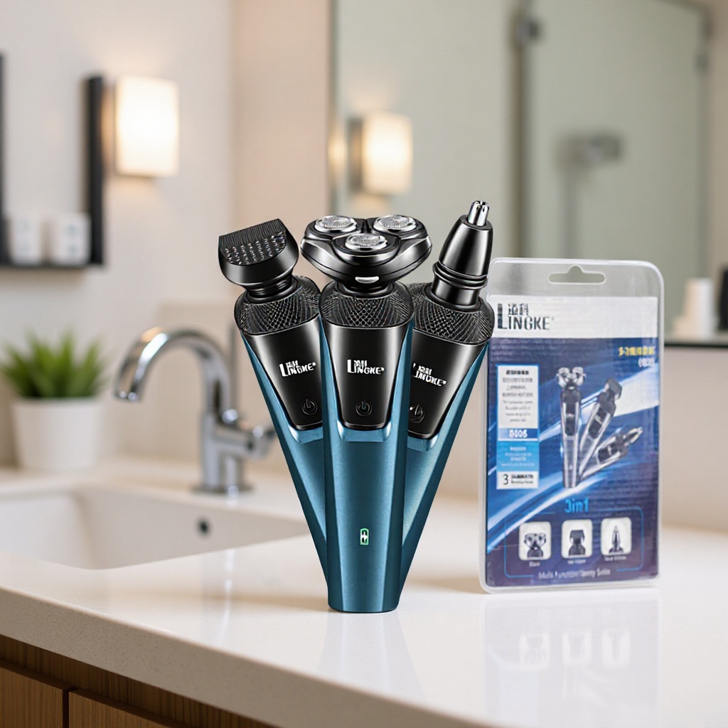 Lingke 8806 Three-Blade Three-In-One Shaver Set Men's Electric Beard Trimmer USB Rechargeable Washable