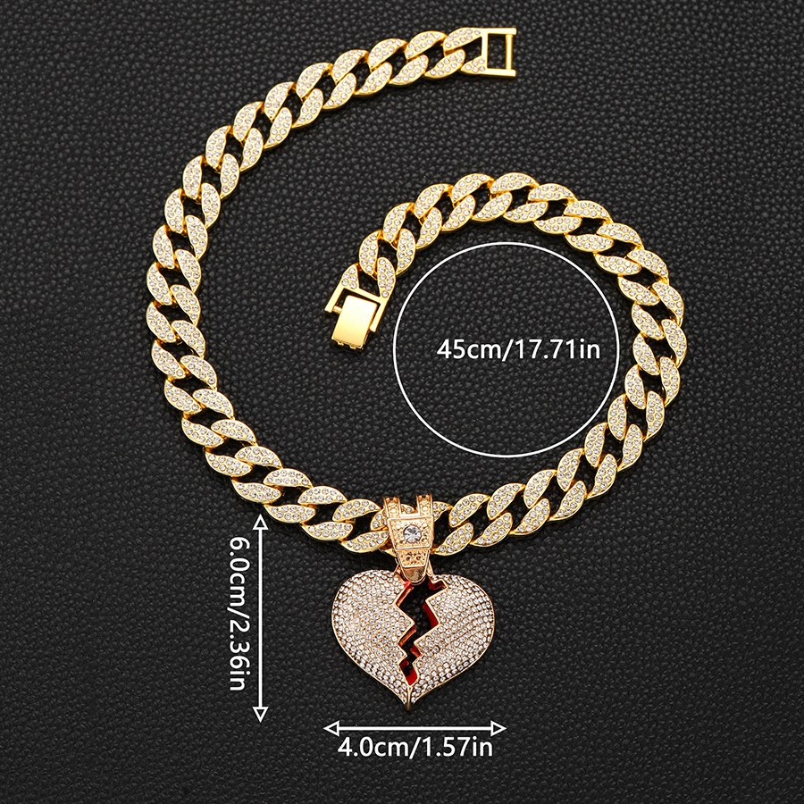 Hip-hop Heart Shape Alloy Plating Inlay Rhinestones 18k Gold Plated Women's Pendant Necklace Necklace Pendant display picture 8