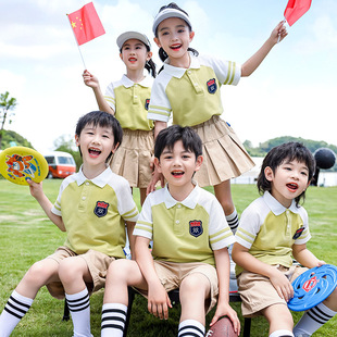 Summer school uniform for primary school students short sleeve two-piece suit British children's college style suit kindergarten Garden clothes summer clothes