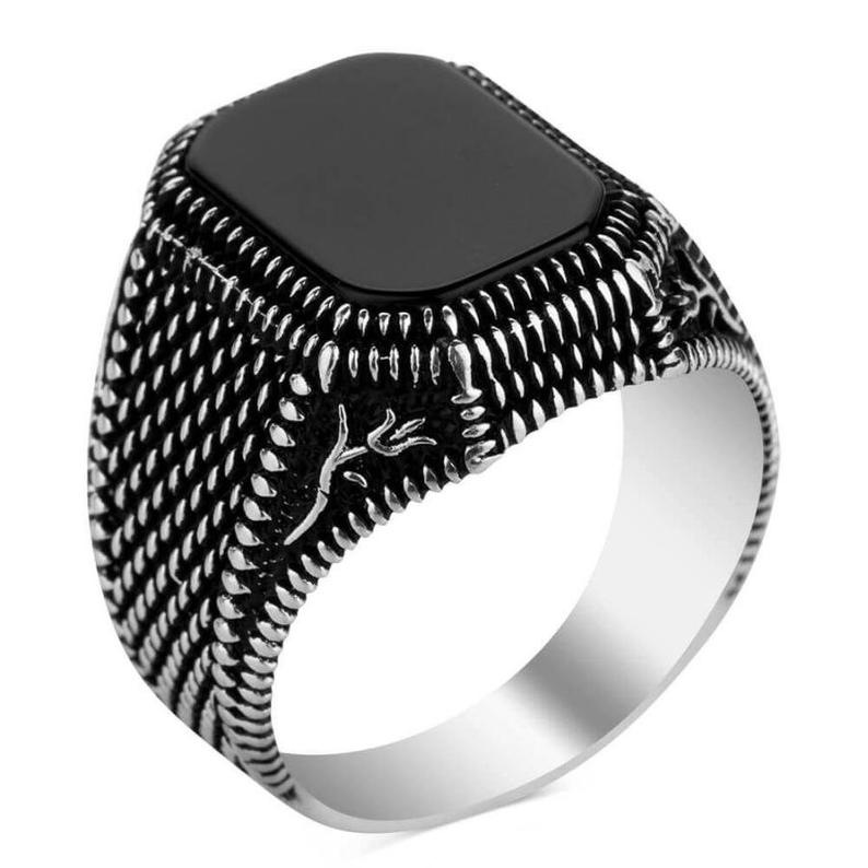 Retro Geometric Metal Plating Inlay Artificial Gemstones Men's Rings display picture 5