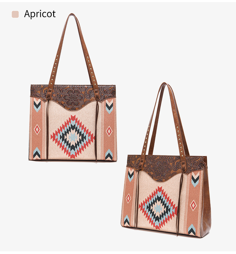 Western-Handtasche mit einer Schulter aus bedruckter Baumwolle und Leinen für Damen im Bohemian-Stil_voghion.com