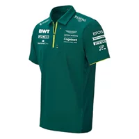 Новый гоночный костюм F1 Aston Martin, рубашка поло с воротником-стойкой, мужская летняя дышащая рубашка с короткими рукавами, футболка