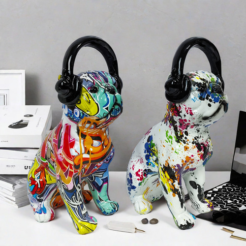 Retro animal art sculpture high-end resin craft dog sculpture home living room cabinet decoration