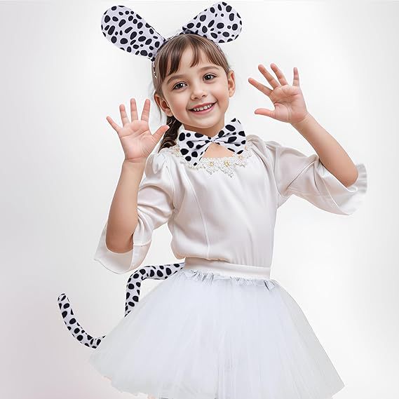 Fascia per capelli dalmata di Halloween, orecchie, guanti, gonna, travestimento per Halloween_voghion.com