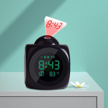 英文语音报时艺术投影钟多功能创意方形懒人闹钟新款卧室电子钟