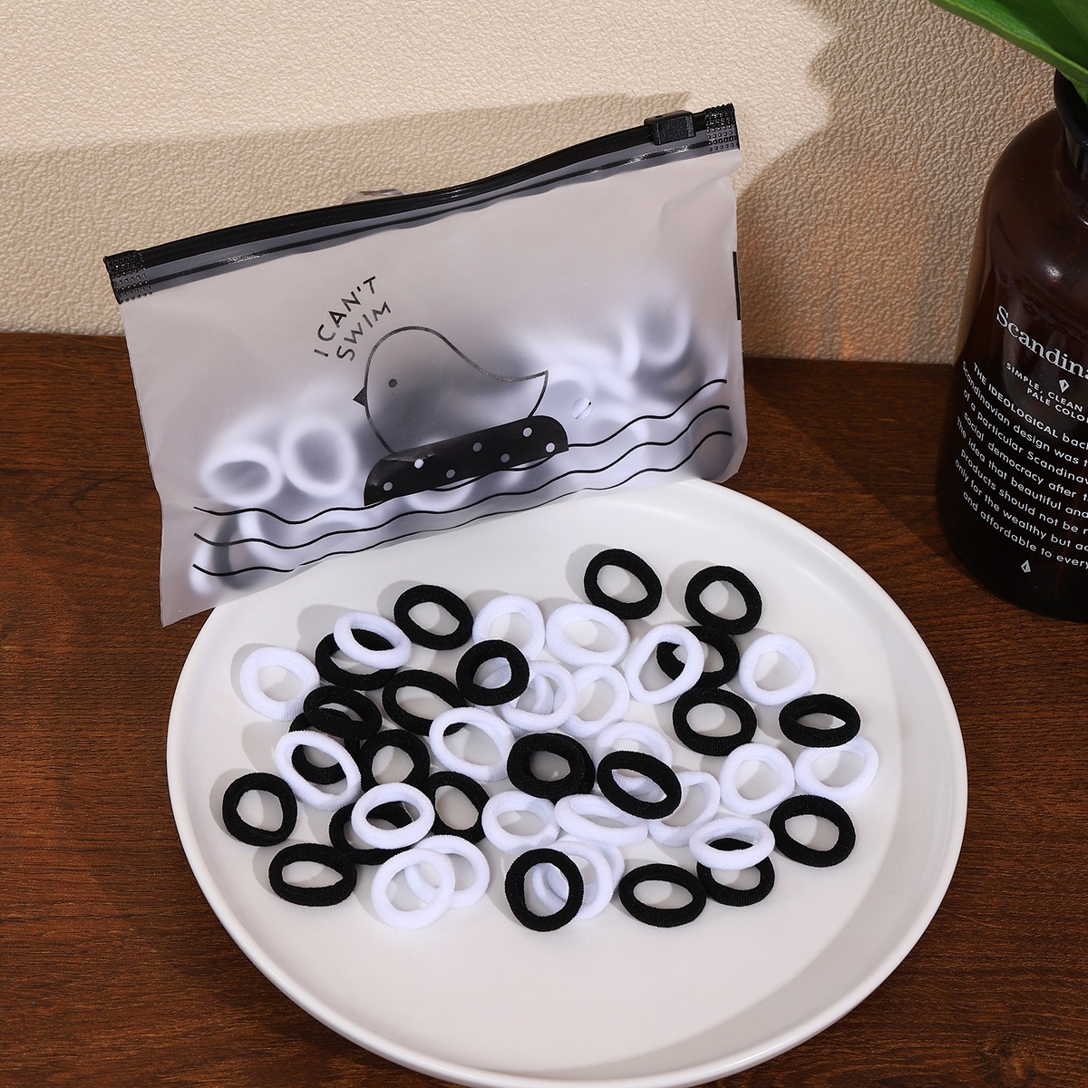 Anillo de toallas para niños de 2CM de bambú de alta elasticidad anillo de cabello para niños correa de goma pequeña bebé no lastima la cuerda de cabello