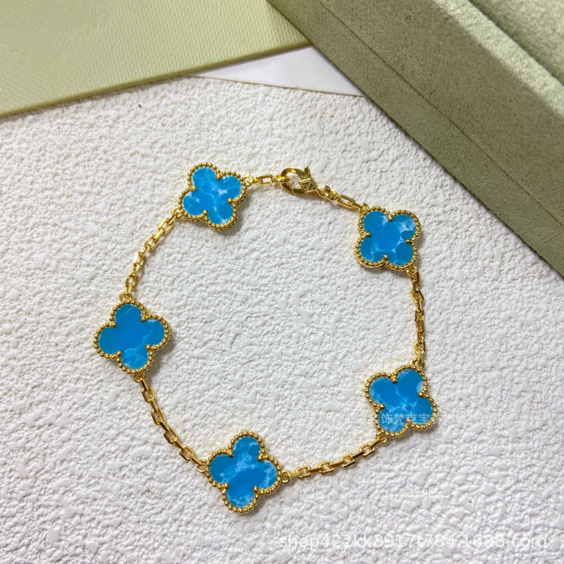 Van Cleef & Arpels Vintage Alhambra Bracelet Gold Turquoise