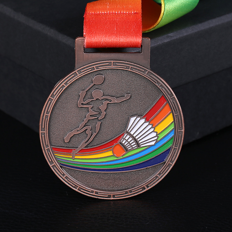 En stock competencia de bádminton campeón corredor medalla haciendo METAL FUNDICIÓN artesanía medalla colgando cuello Medalla de Honor al por mayor
