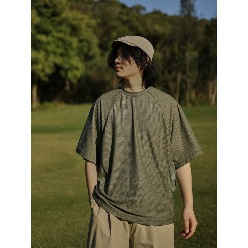 Mountain-Style Outdoor Mesh Quick-Drying Short-Sleeved Shirt for Men and Women, Round-Neck Pullover, Summer Round-Neck T-Shirt, Loose Fit