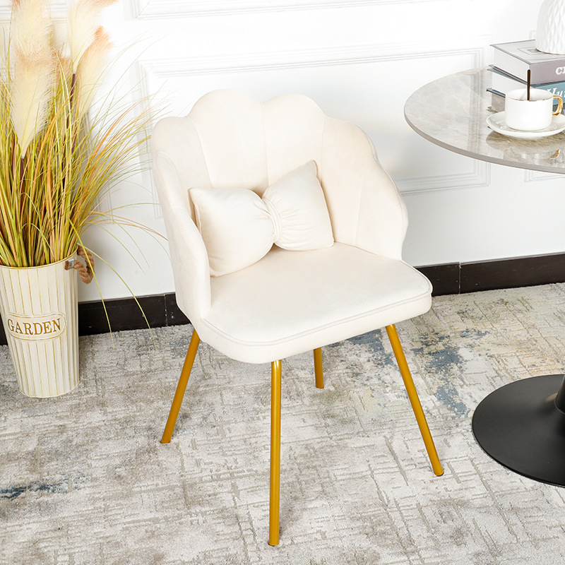 Nordic Makeup Internet Celebrity Restaurant Horizontal Makeup Chair Dressing Table Beige Stool Backrest Dressing Chair