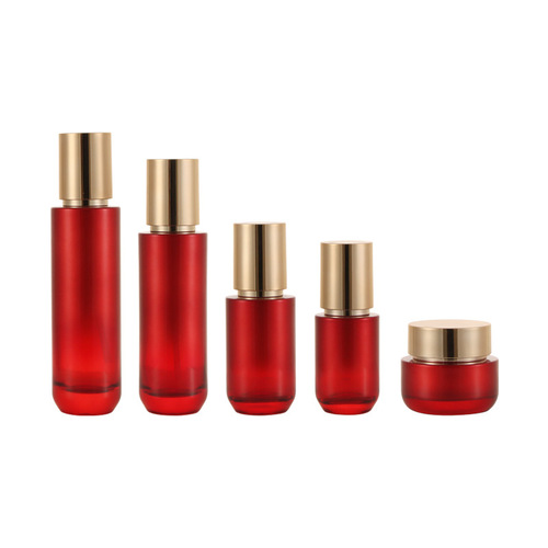 High-end spray toner, pressed lotion essence cosmetic packaging material, red divided glass bottle 50g