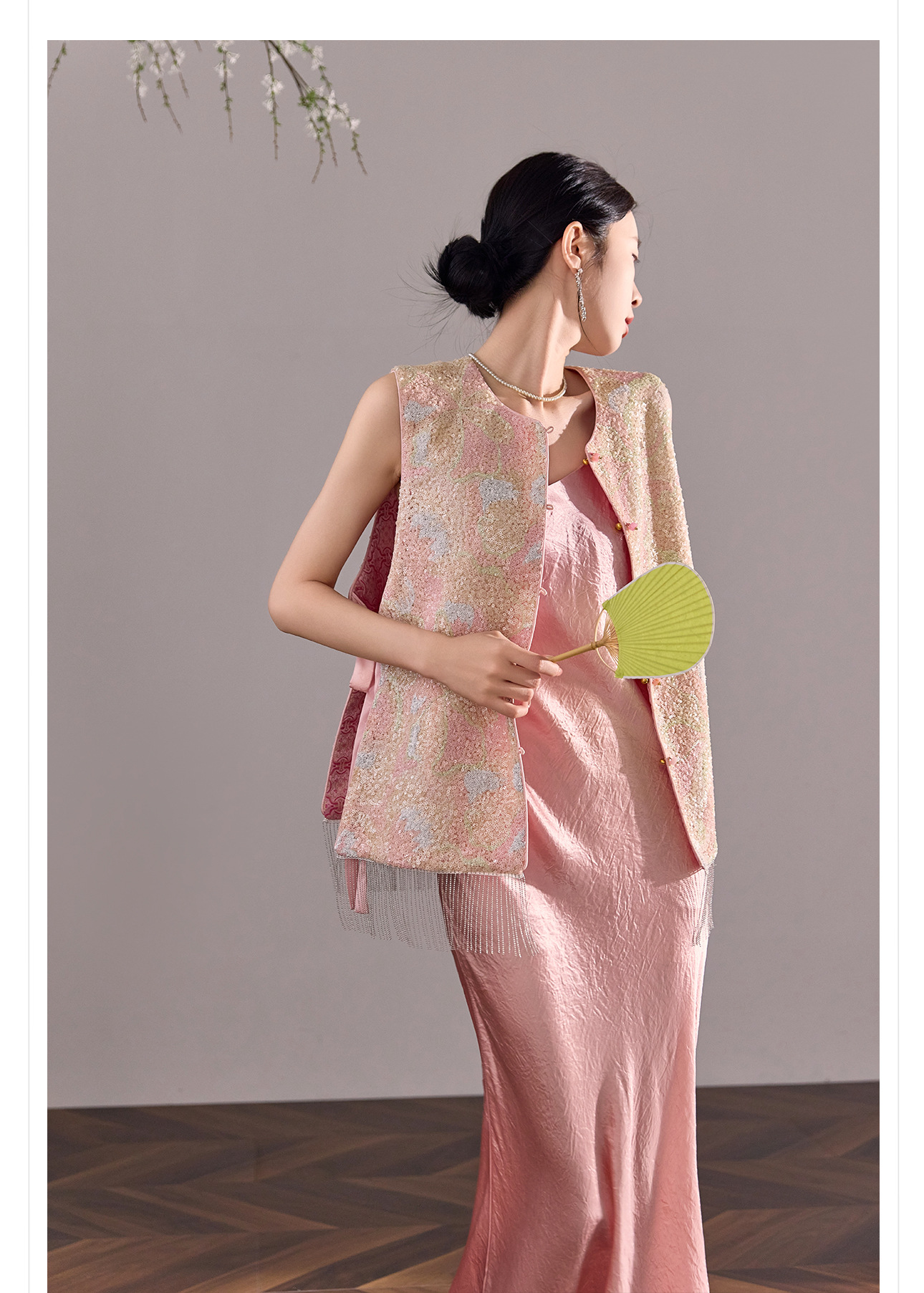 Áo vest gile nữ hai mặt phối ren đính cườm phong cách Trung Hoa mới mùa hè N2078 — Phối màu [mặc hai mặt] chi tiết 15