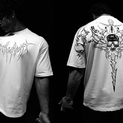 2025 クロスボーダースカルクロスプリント半袖 Tシャツ夏多用途半袖ラウンドネックメンズトップ売れ筋バッチ