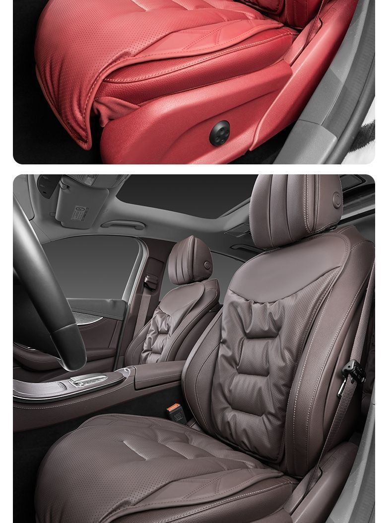 Car Seat Cushion Nappa Leather High-End Universal Breathable Seat Cushion Backrest Pad
