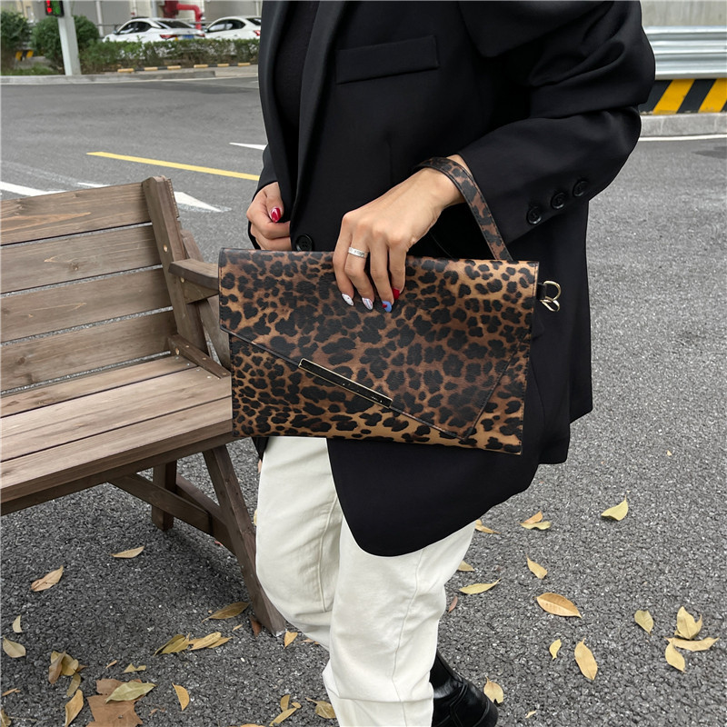 Moda estampada leopardo bolso de cena de alto nivel casual feminino textura personalidad europea bolso de mano ligero