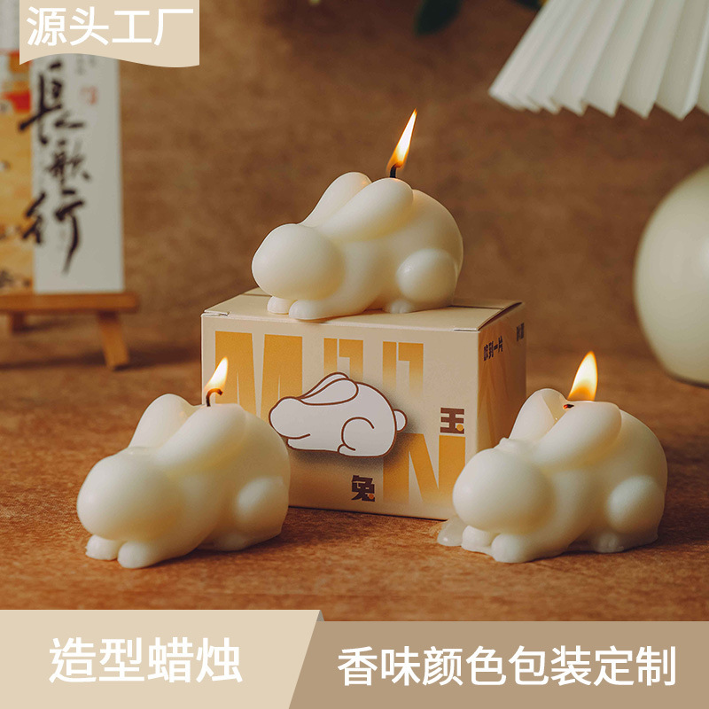 长耳玉兔中秋兔子造型香薰蜡烛高级感伴手礼物创意香氛摆件批发|undefined