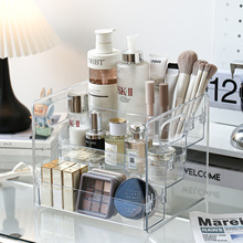 桌面书本收纳架儿童绘本杂志阶梯式收纳学生书桌书立架透明收纳盒