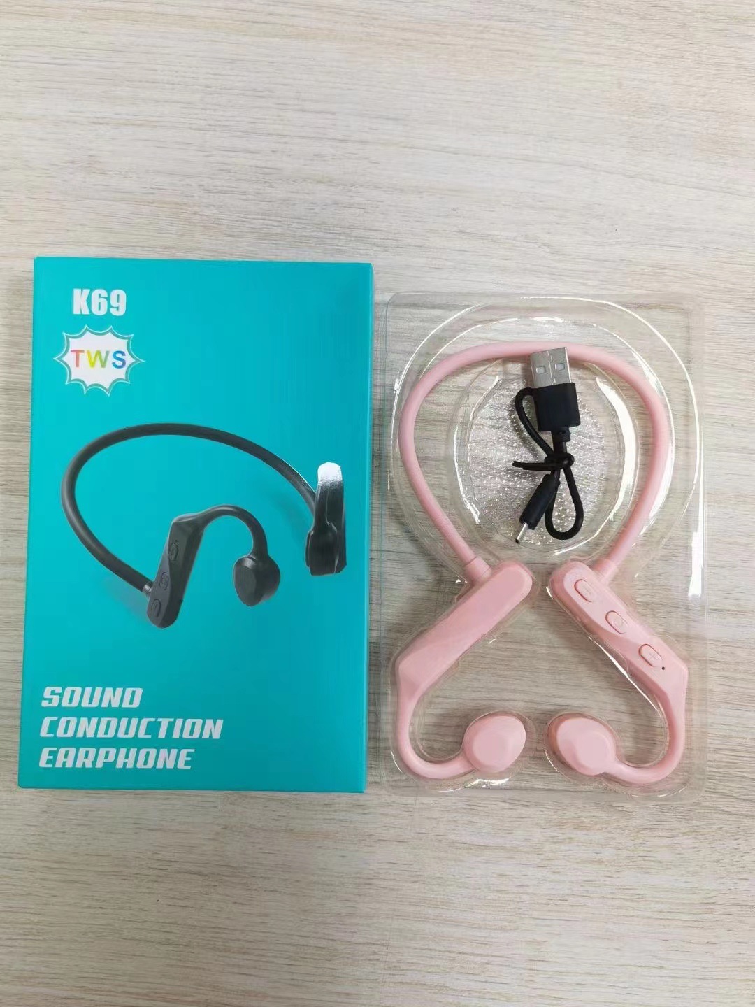 Nueva conducción ósea/conducción de sonido auriculares Bluetooth 5,0 a prueba de sudor auriculares montados en la parte posterior del oído K69 Auriculares deportivos inalámbricos