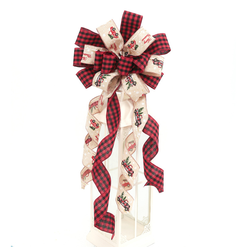 Cruz-frontera grande cuadros lentejuelas cinta Navidad decoración escena árbol de Navidad arco superior