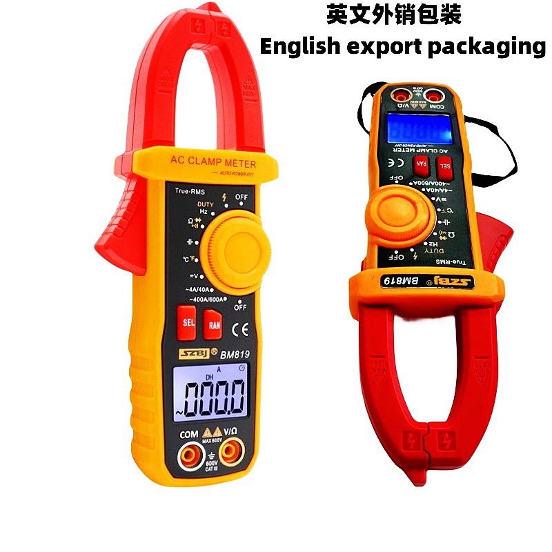 数字钳形表多用表滨江BM819过载818交直流813电流容温度英文外销