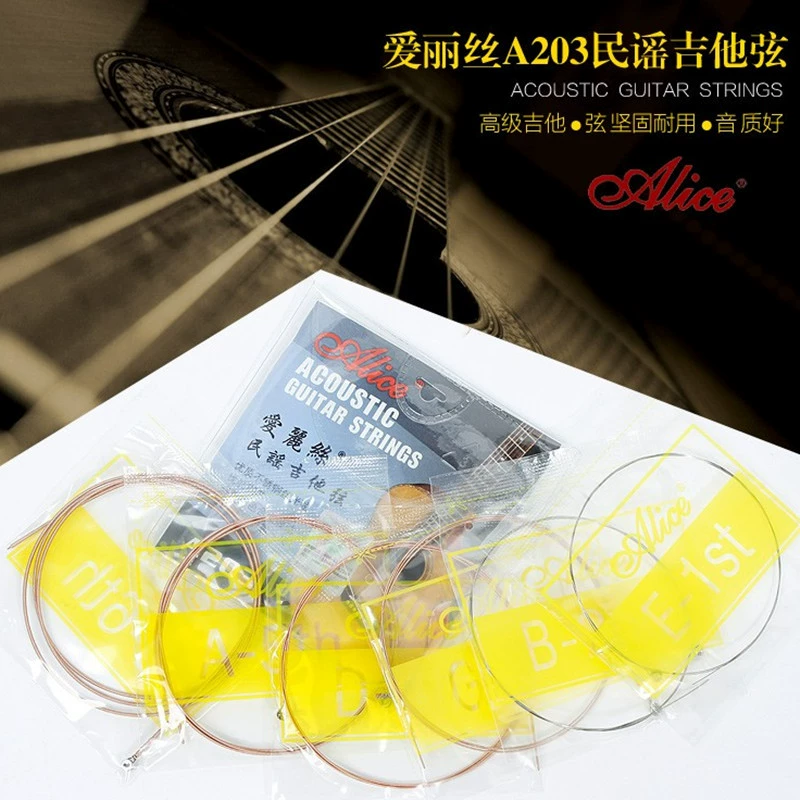 Alice A203 народные акустические гитарные струны, набор струн, полный набор из 6 свободных струн, объемные 123 струны, одиночные