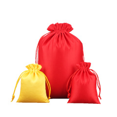 收納袋束口袋便攜包裝紅色純色可印logo禮品袋福袋喜糖袋福袋