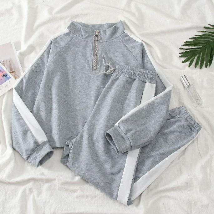 유럽과 미국의 국경 대외 무역 아마존은 AliExpress 독립 역 여성의 가을과 겨울 느슨한 레저 스포츠 세트 기원합니다