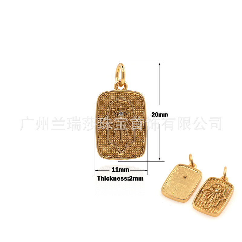 Square Hamsa Palm pendant DIY jewelry making accessories micro set zircon evil eye necklace jewelry