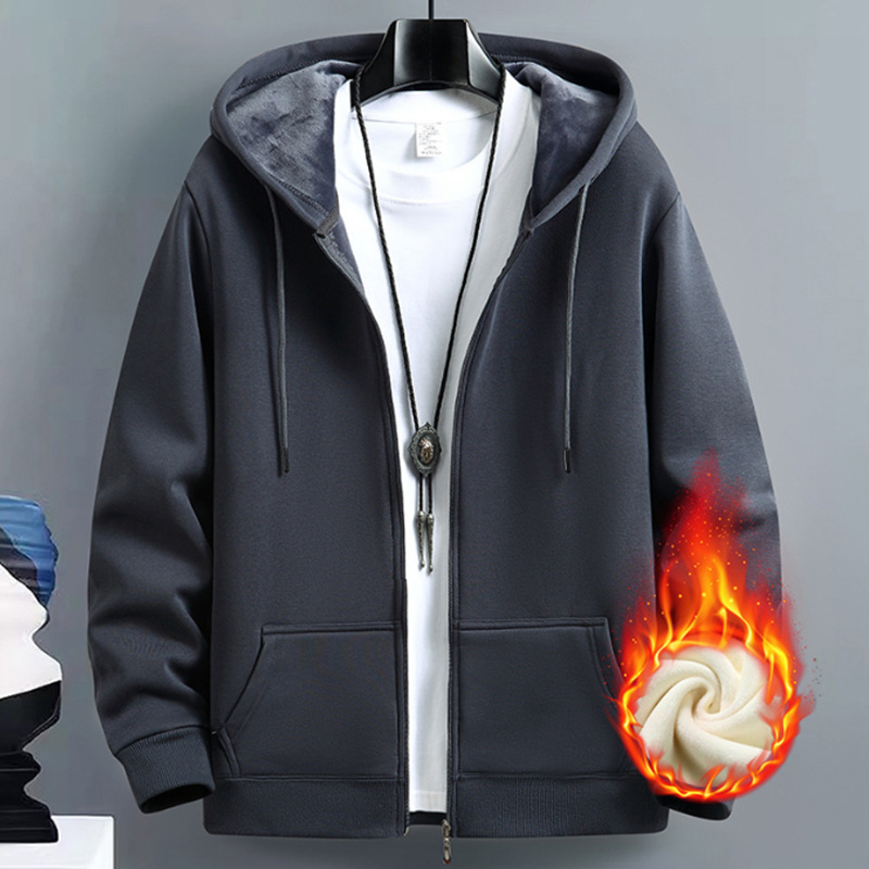 아이언 그레이 [솔리드 컬러 가디건 스웨트셔츠 플러스 벨벳] 싱글피스