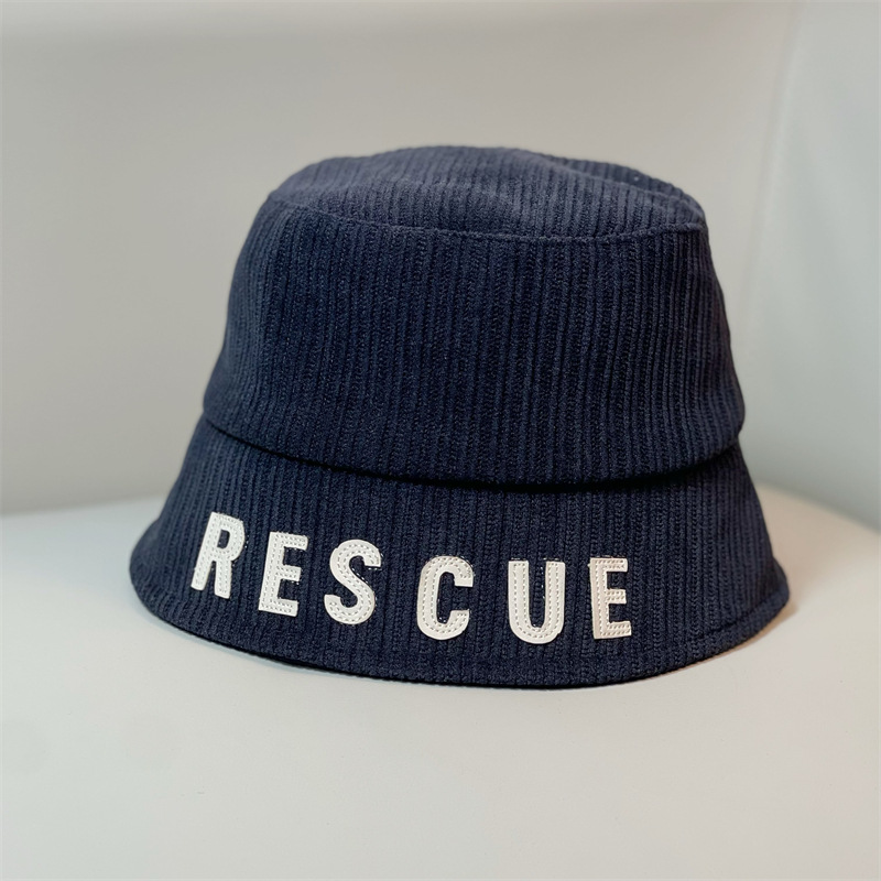 European and American Corduroy Embroidered Fisherman Hat, Children's Warm Water Bucket Hat, Versatile Face Small Wide Brimmed Basin Hat_voghion.com