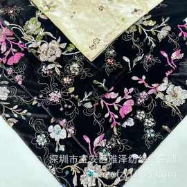 冬季新款刺绣蕾丝水溶金线连衣裙旗袍礼服丝绒半身裙休闲面料现货