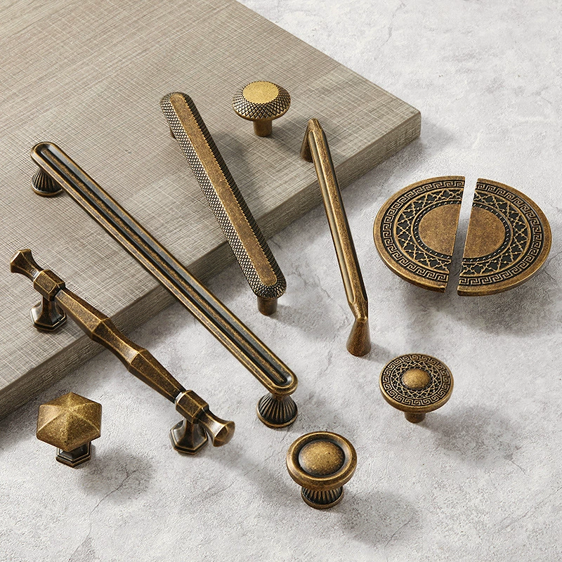 Трансграничный антикварный шкаф дверной ручки современный легкий и простой бронзовый ретро с одним отверстием