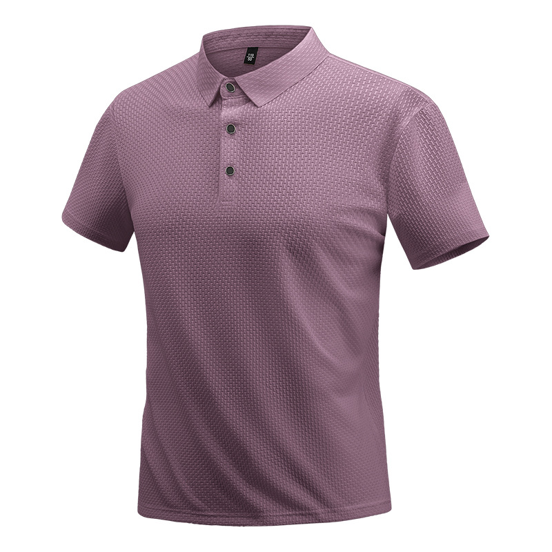 2025 Men's Stretch Short Sleeve Middle-Aged Dad Casual Business Polo Shirt Summer Solid Color Large Size Ice Silk Breathable