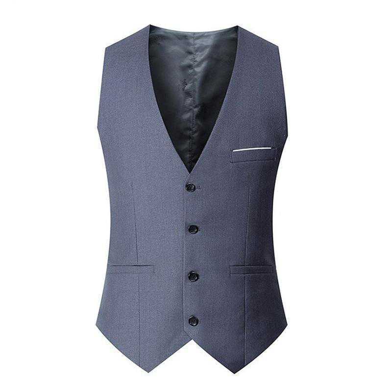 Cross-border 2025 slim-fit gray slim-fit ordinary single-breasted casual four-season universal solid color fat plus size vest
