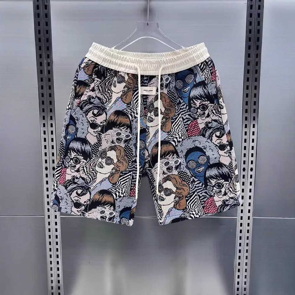 Verano nuevo estilo de alta marca Jacquard pantalones cortos casuales de moda masculinos sueltos pantalones deportivos transpirables