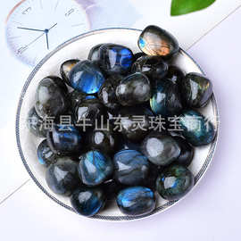 抛光天然黑拉长打磨石滚石大颗粒磨石香熏扩香石水晶不定型碎石