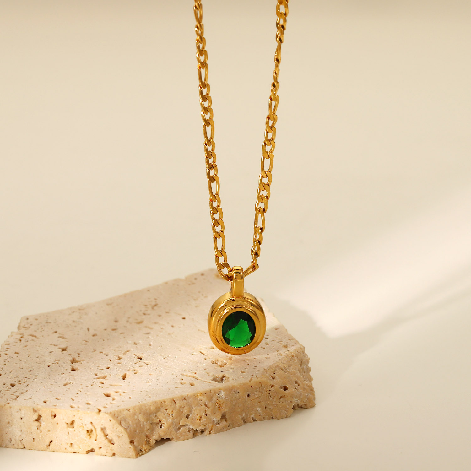 Fashion Geometric Stainless Steel Pendant Necklace Plating Zircon Stainless Steel Necklaces