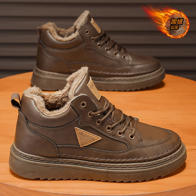 2026 nuevo otoño invierno zapatos de skate de alto nivel para hombre calentamiento de cuero grueso botas de algodón bajas botas Martin